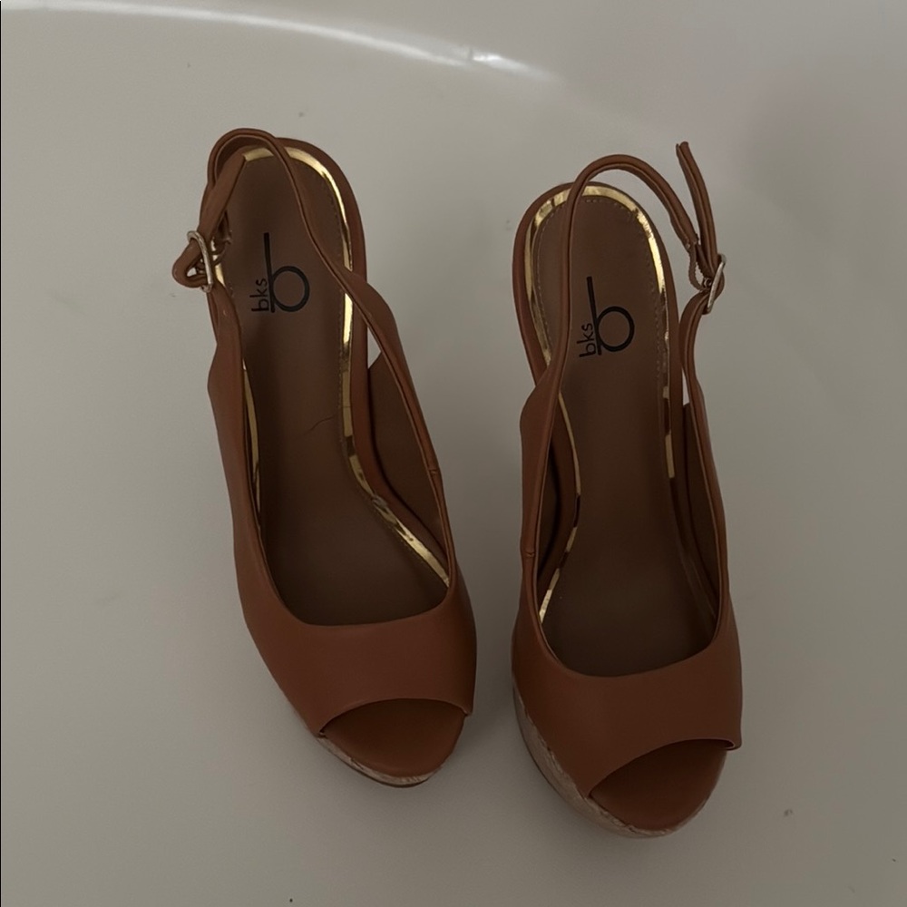 Bakers Brown Wedge Slingback Sandals